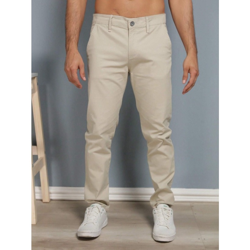 Calça de SARJA Masculina FIT com Elastano Slim Casual Tradicional Bolso Embutido Skinn