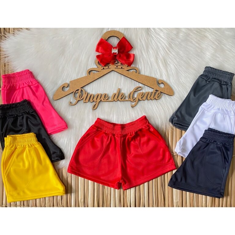 Short feminino menina infantil liso uniforme escol