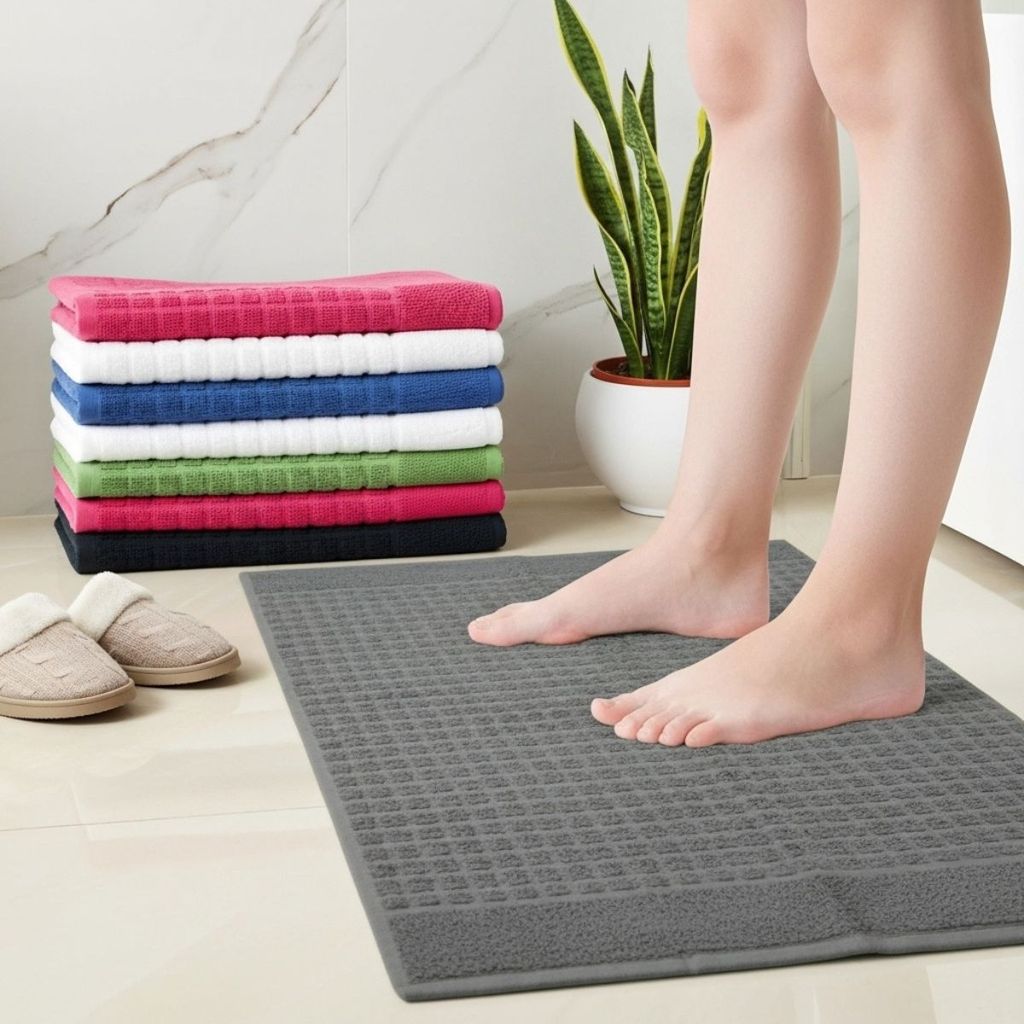 Kit 10 Toalhas De Piso Para Banheiro Rápida Absorção 45cm x 70cm