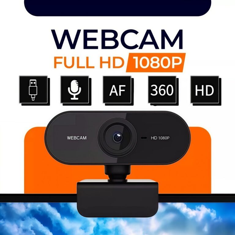 Câmera USB Com Webcam De Rede Preta Full HD 1080p