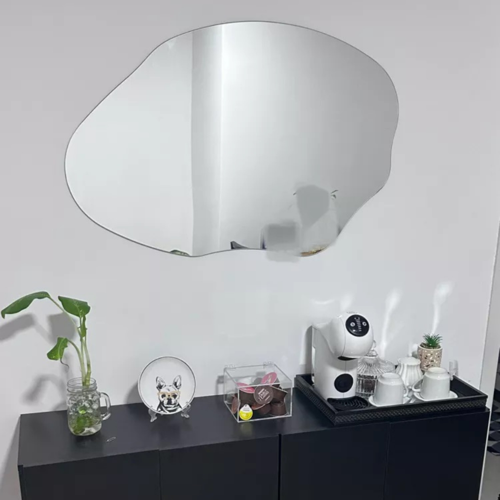 ESPELHO LOPAZZI GRANDE CORPO INTEIRO ORGANICO POLIDO 90X60cm DECORATIVO DECORAÇÃO INSTALAÇÃO COM SUP