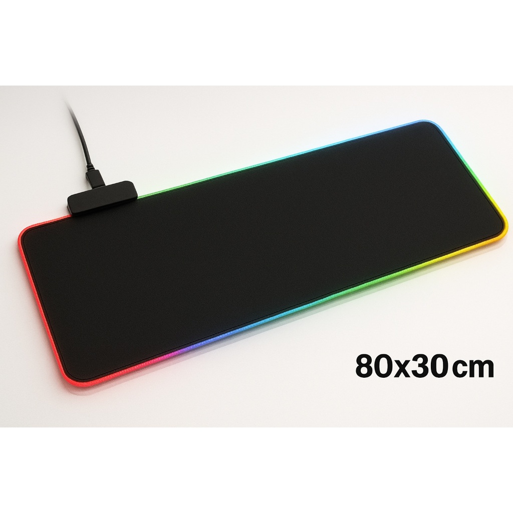 Mouse Pad Gamer Grande 70×35 Preto, Mapa Mundo Borda Costurada Antiderrapante Com LED ou Sem LED