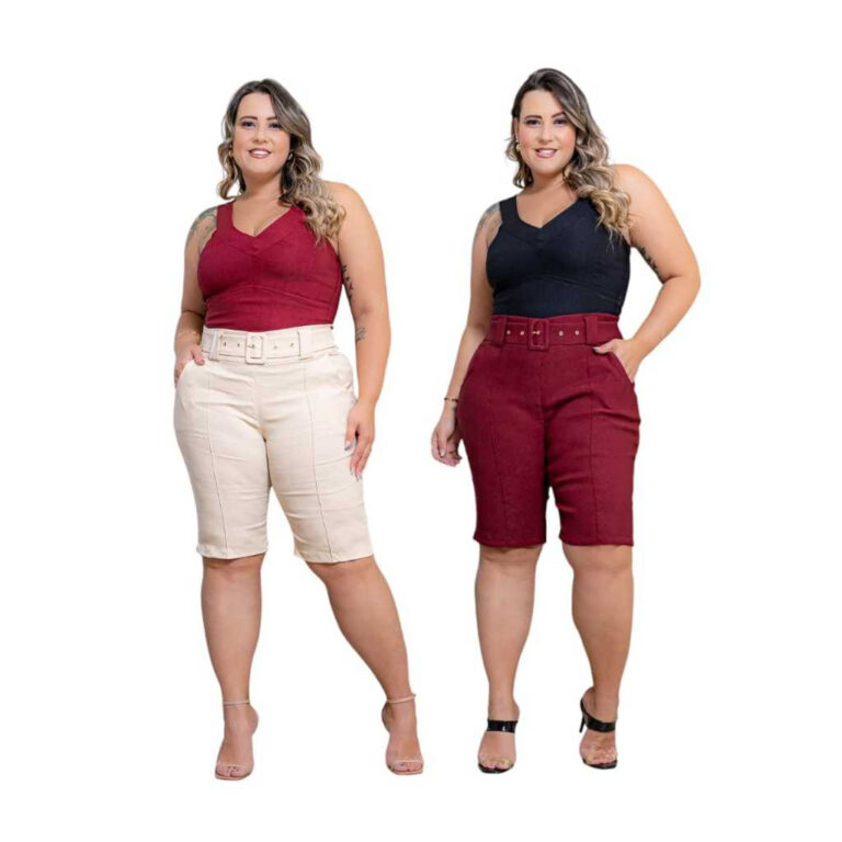 kit2 Bermuda shorts feminino plus seze bengaline c