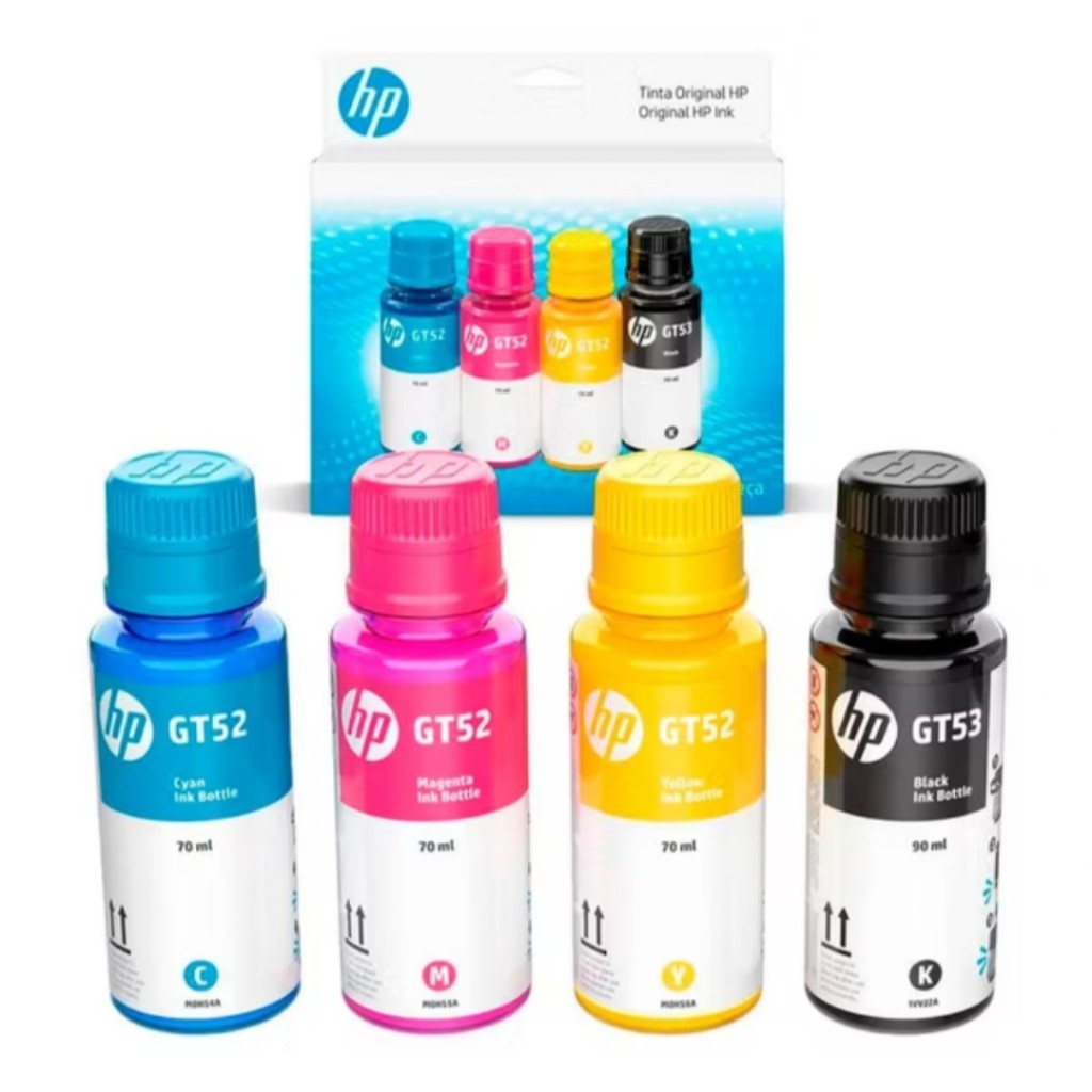 Kit 4 Refil De Tinta Original Hp Gt53 Gt52 Para Impressora Hp Gt5822 Hp Gt5810 Hp Gt5820