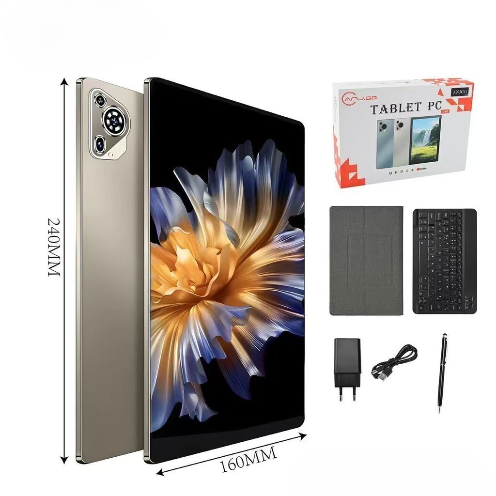 Tablet 128GB Memoria + 6GB RAM Android 13 com tela IPS de 10,1 polegadas e capa de couro com teclado