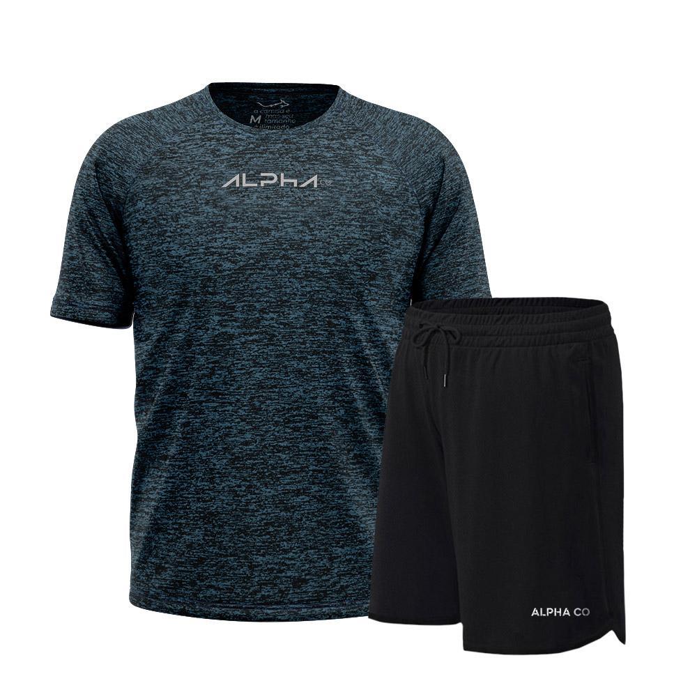 Kit Bermuda+Camiseta New Fluid Dry Fitness Academia Alpha Co