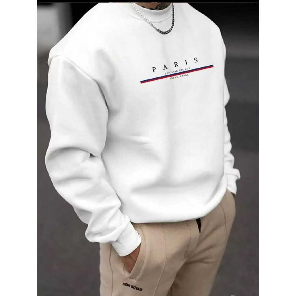 Moletom Careca Paris Blusa de Frio Unissex Sem Capuz Gola Redonda Moletom Estampado Promoção