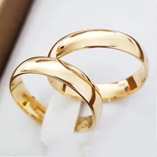 1 par de Alianças de Moeda Antiga Banhado 4 e 6mm