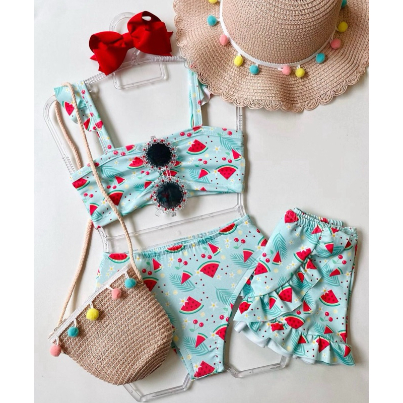 Biquini infantil 3 peças estampado
