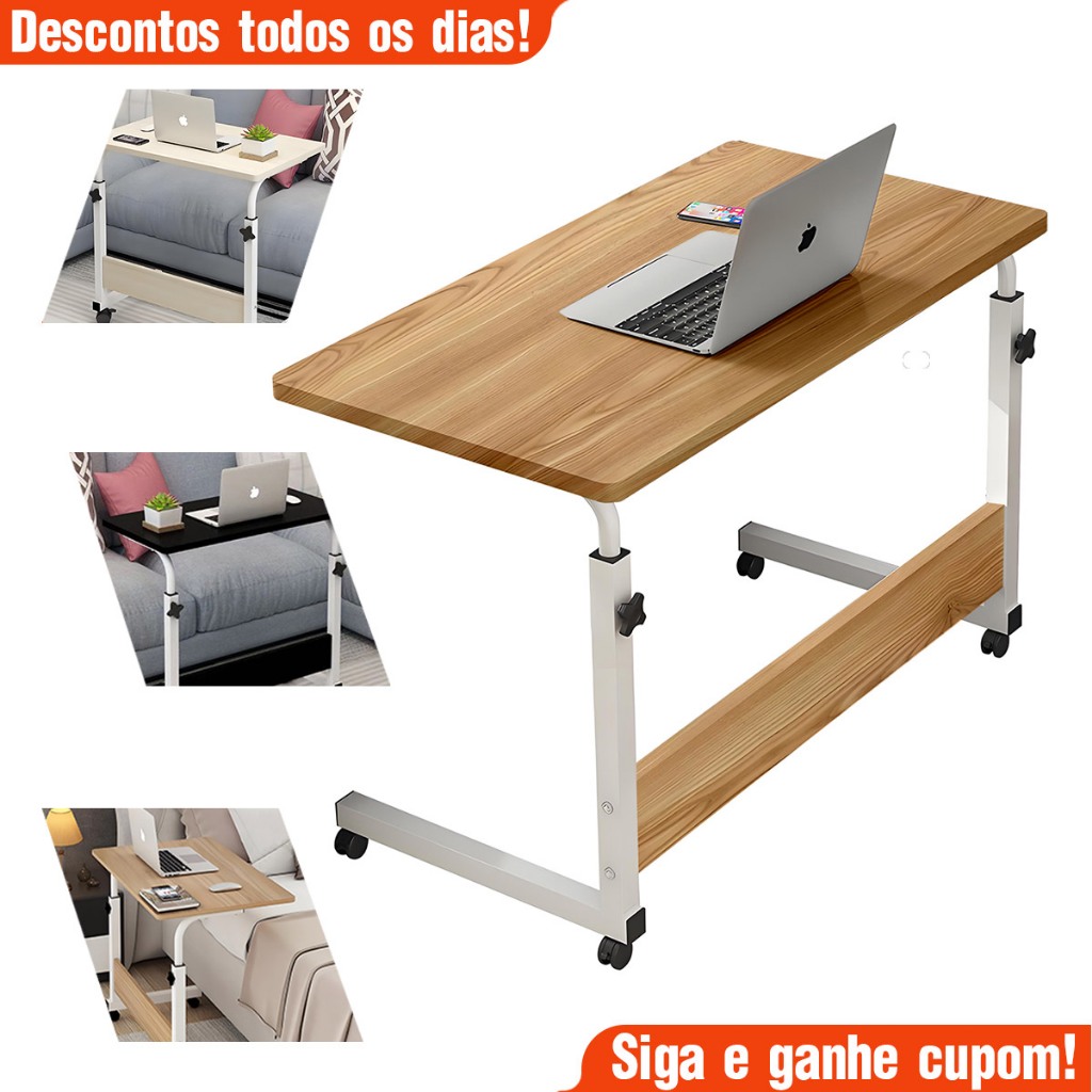 Mesa Multiuso Ajustável com Altura Regulável  Ideal para Notebook, Cama e Sofá, com Rodinhas