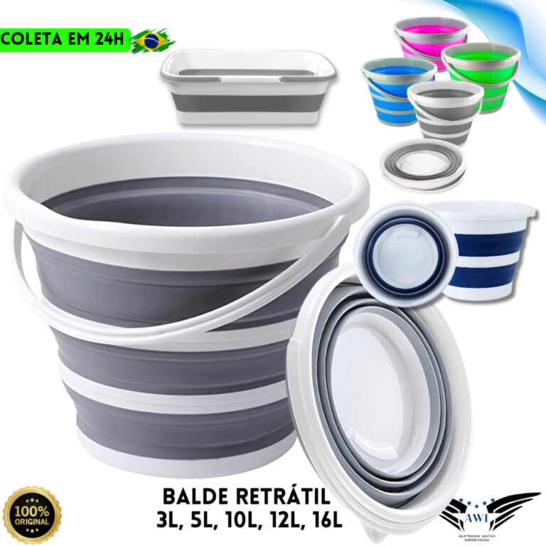 Balde Dobrável Retrátil 10 Litros ou 2 a 16L Fle