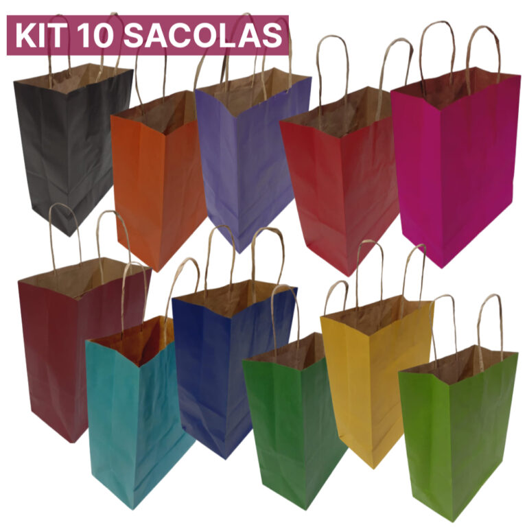 Sacolas Coloridas de papel – Pacote 10 Unida