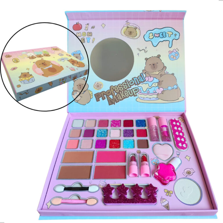 Kit Maquiagem Infantil Capivara Paleta de Sombras 