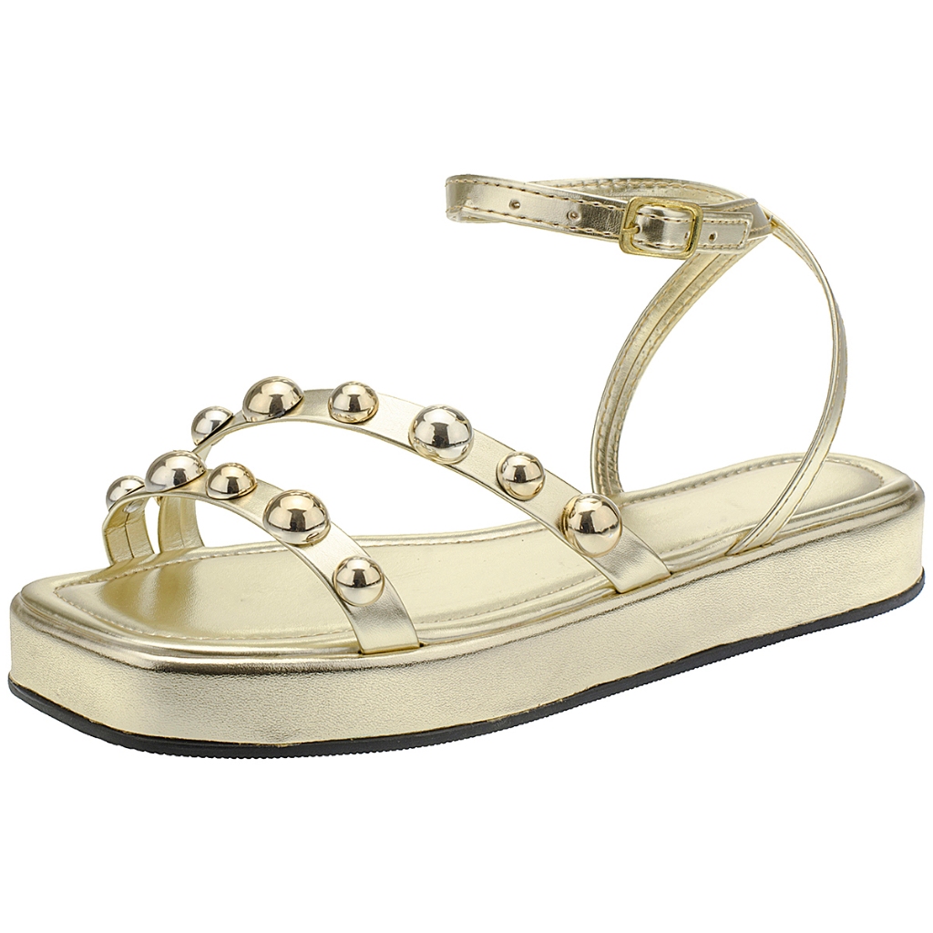 Sandalia Fem Flatform Meia Esfera Moda Conforto