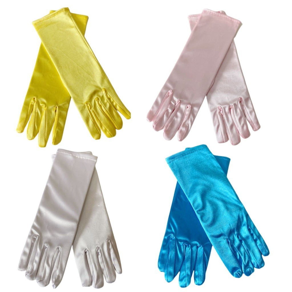 Luvas Luva Longa Infantil 23 cm Cetim Menina Festas Princesas