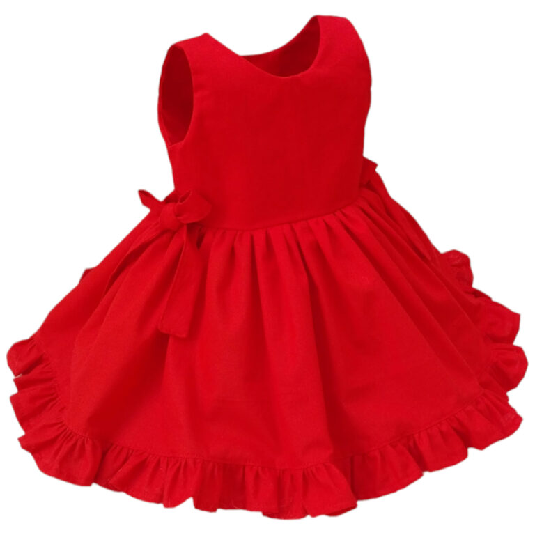 Vestido Infantil Bebê Menina Vermelho Luxo 100% A