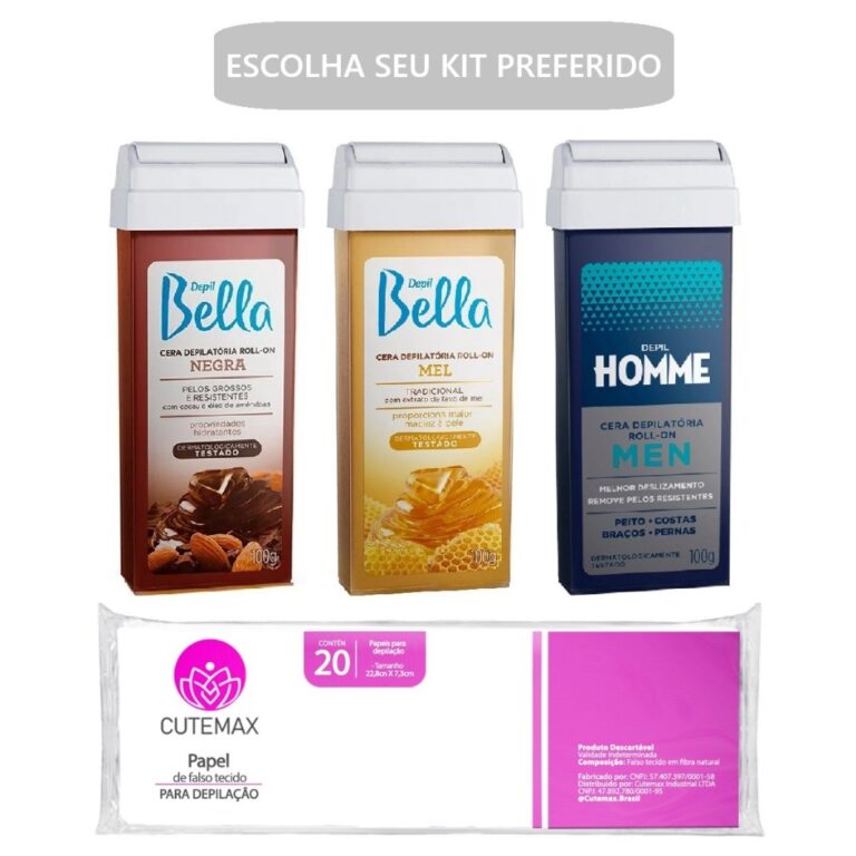 Kit Cera Quente Depil Bella Roll-On 100g + Lenço 