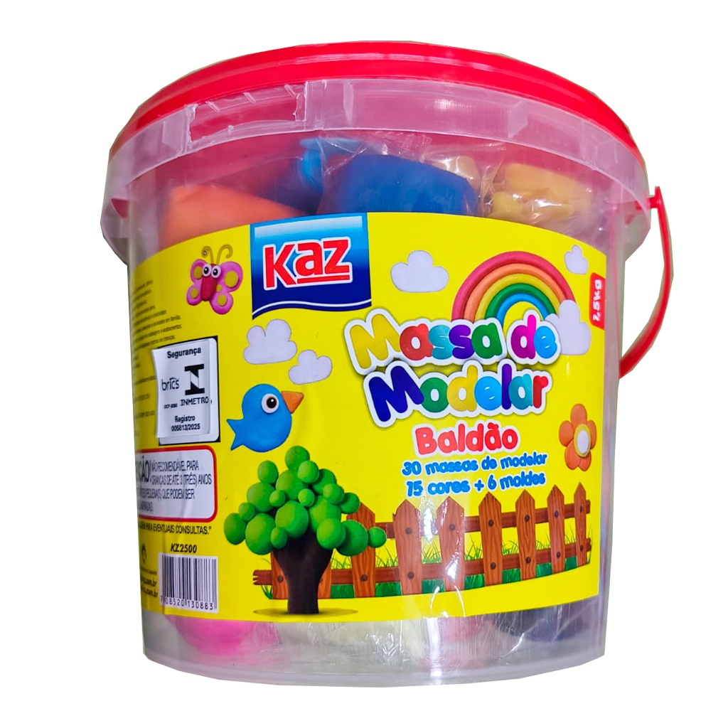 Massinha de Modelar Kaz Baldão: com 30 massas de modelar +15 Cores +6 moldes
