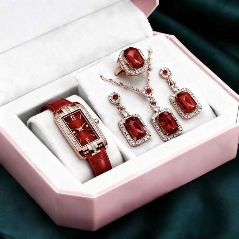 Relógio feminino quadrado de quartzo com pulseira