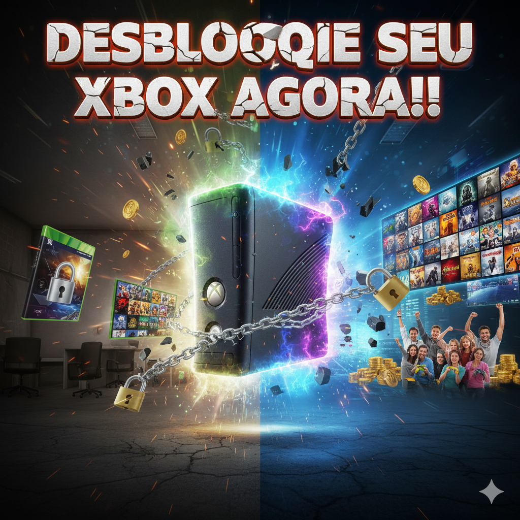HD Externo 500Gb/Pendrive de Jogos de Xbox 360 Desbloqueia todos os modelos (Novo Exploit)