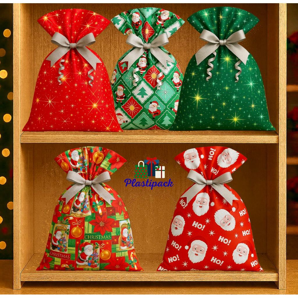 Kit 50un Sacos para Presente Natalinos Natal Festa Presente Sacos