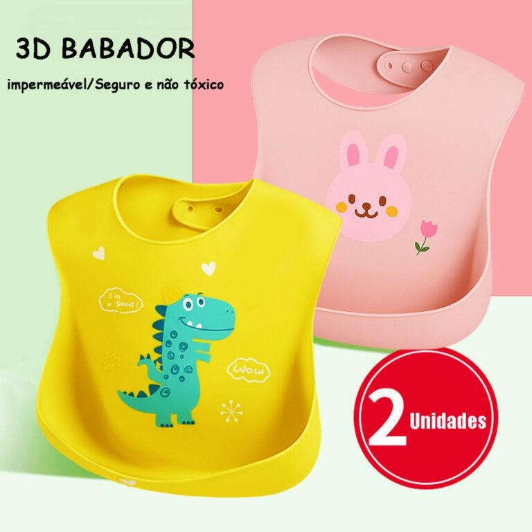 KIT2 Babador De Silicone Impermeável Para Bebê F