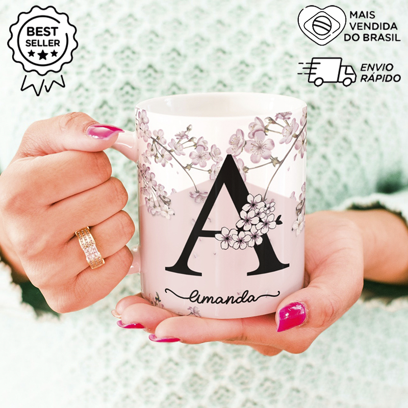 Caneca Personalizada Nome Cerejeira Floral
