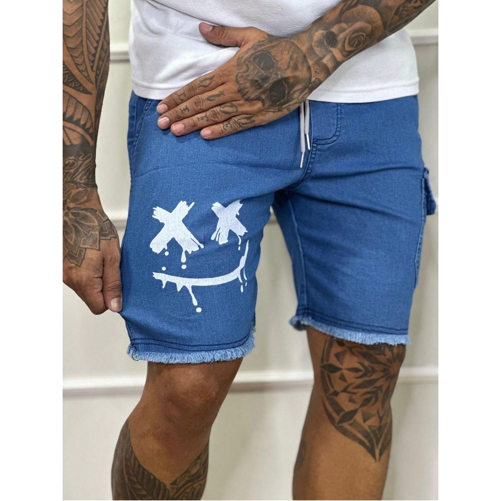 BERMUDA MASCULINA JEANS cintura elástico