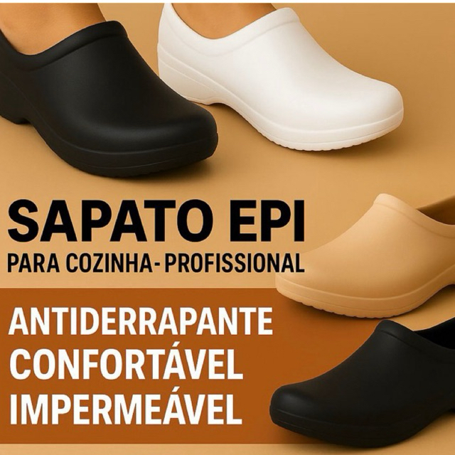 Sapato EPI para Cozinha  Profissional Antiderrapan