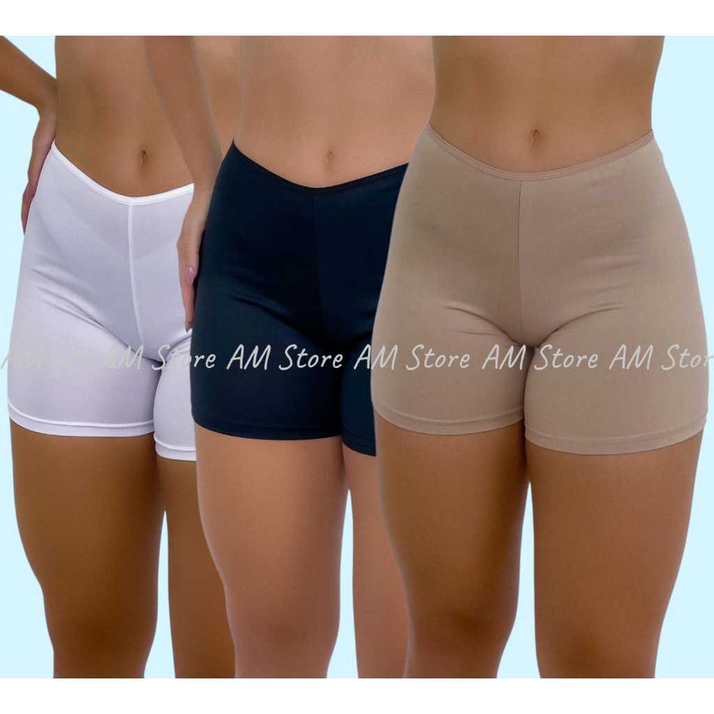3 Shorts Segunda Pele Short Anágua Microfibra Premium