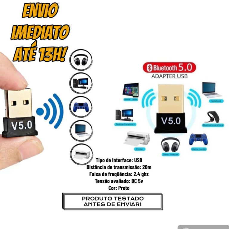 Adaptador USB Bluetooth V5.0 Receptor Áudio Trans