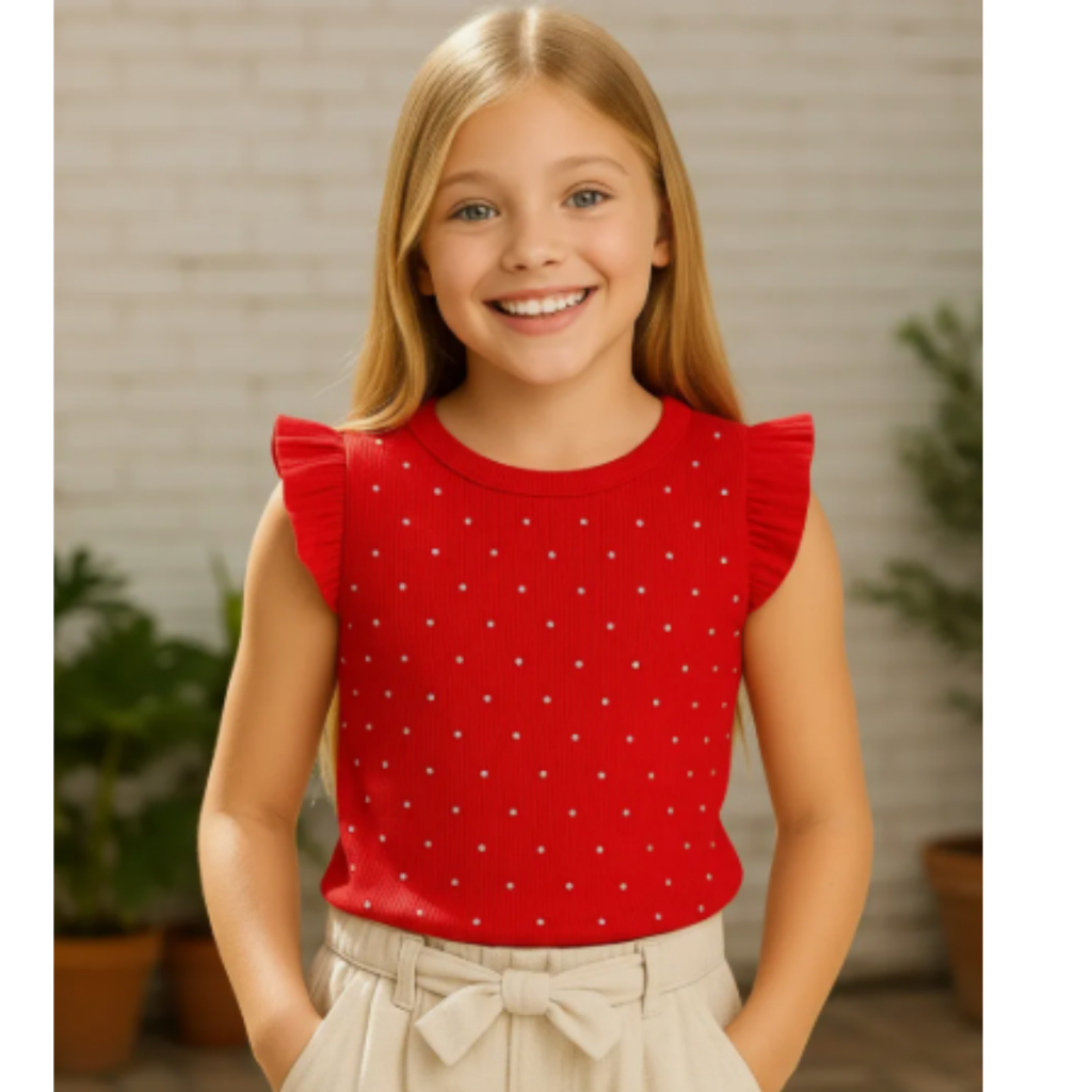 Blusa Blusinha Canelada Infantil Meninas Strass Blog Luxo 4 ao 12  – PB