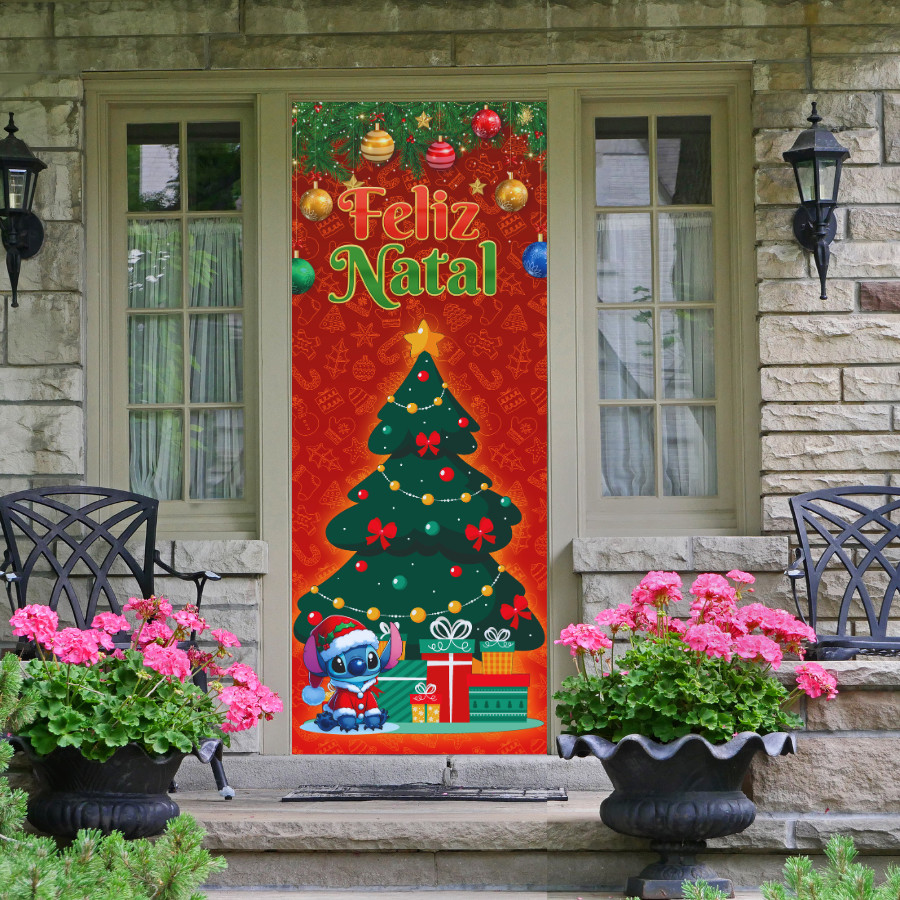 Capa Para Porta Decorativa Sublimado Em Tecido 0,85×2,10m Tema Natal Varias Estampas Tecido De Quali