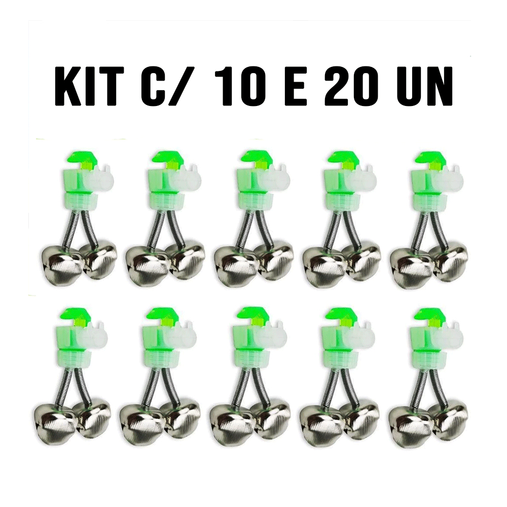 Kit 10 e 20 Un Sininho Duplo Alarme Para Vara De Pesca