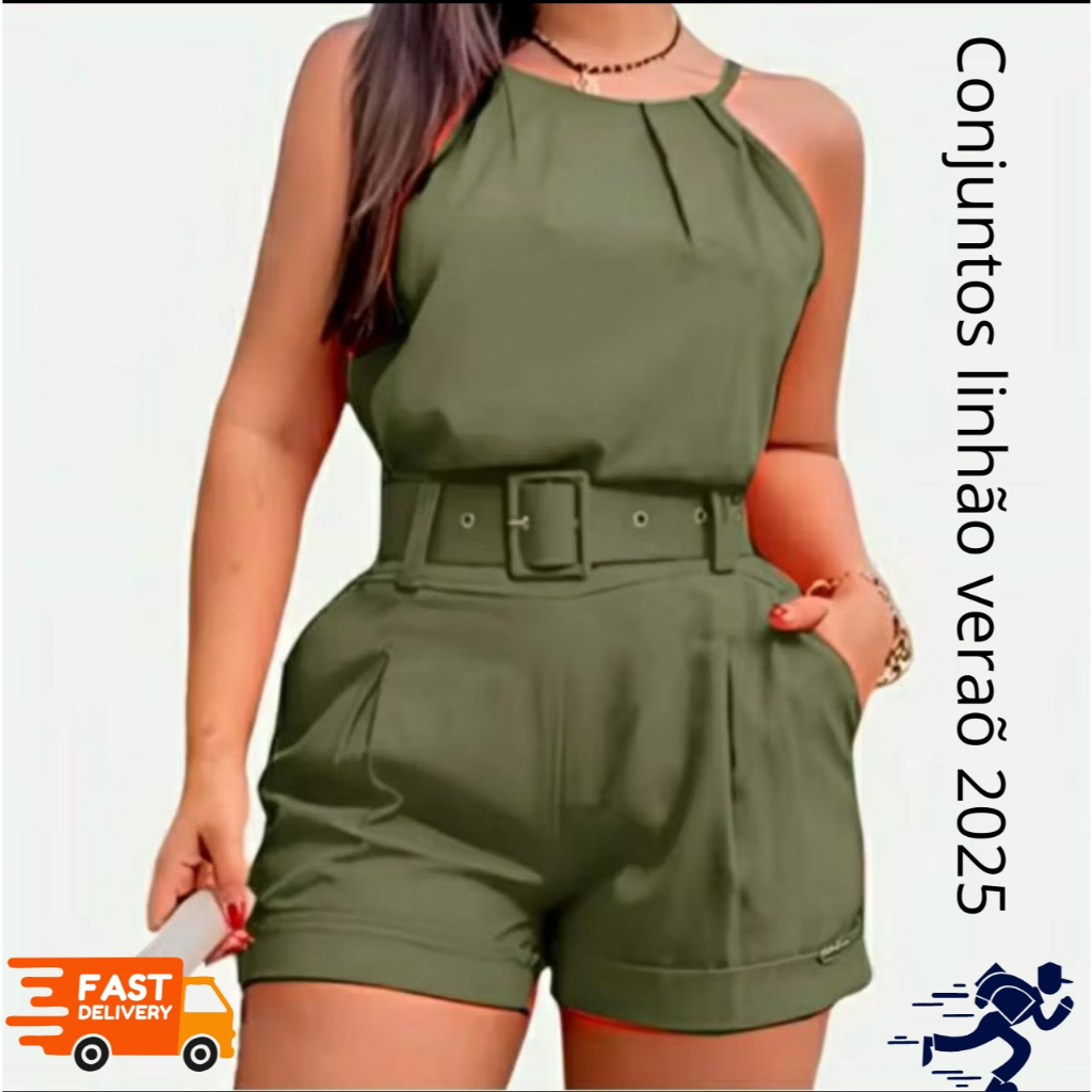 Conjunto Linhão Feminino Com Cinto Verão 2025