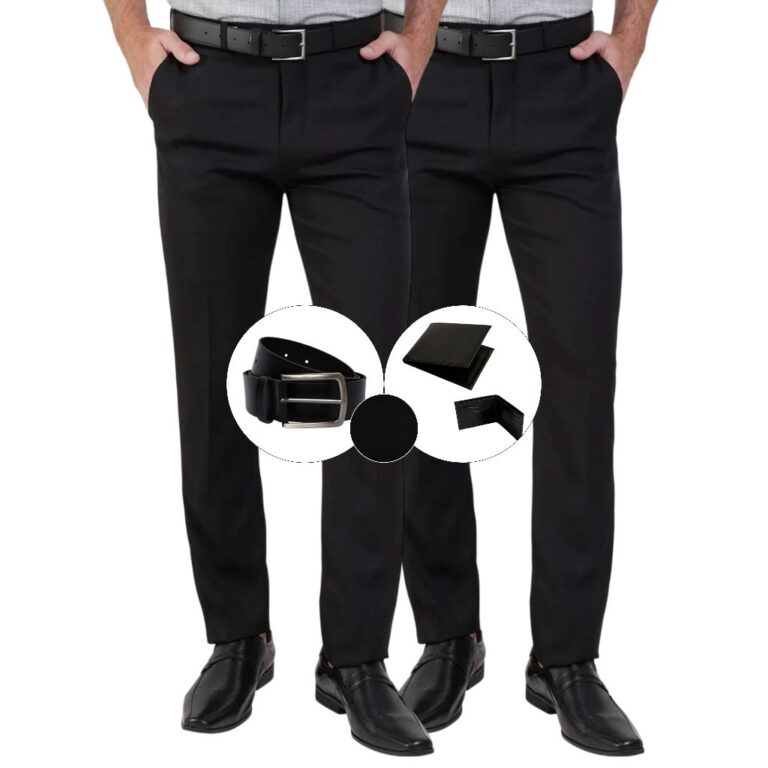 Kit 2 Calças Sociais Masculinas + Cinto e Carteir