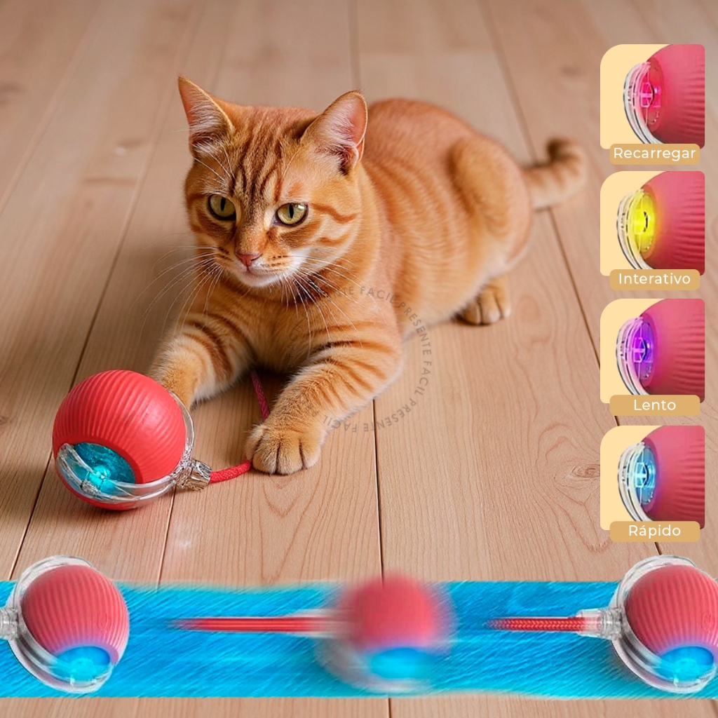 Brinquedo Inteligente Para Gatos Bola de Rolamento Automático Cauda Falsa Interativo Recarregável El