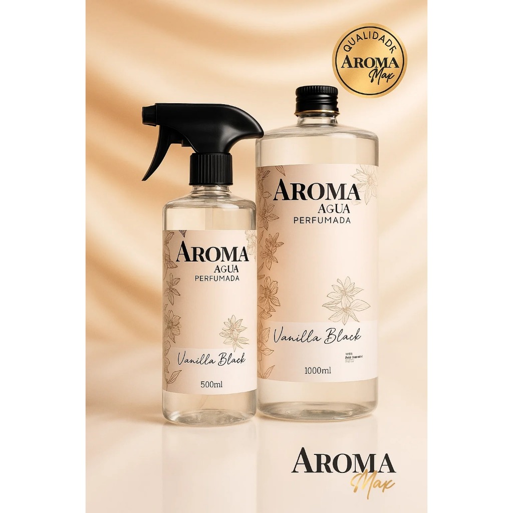 Kit Água Perfumada Vanilla Black 1,5 Litros Residencial Casa Banheiro Quarto Roupas Tecidos Cortinas