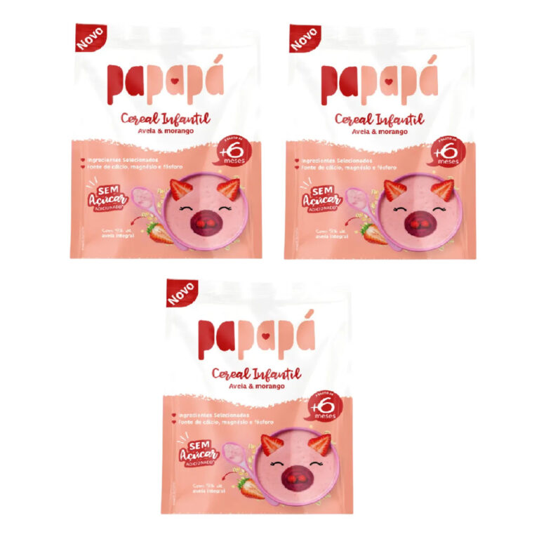 Kit 3x Cereal Infantil Aveia E Morango Papapa Sach