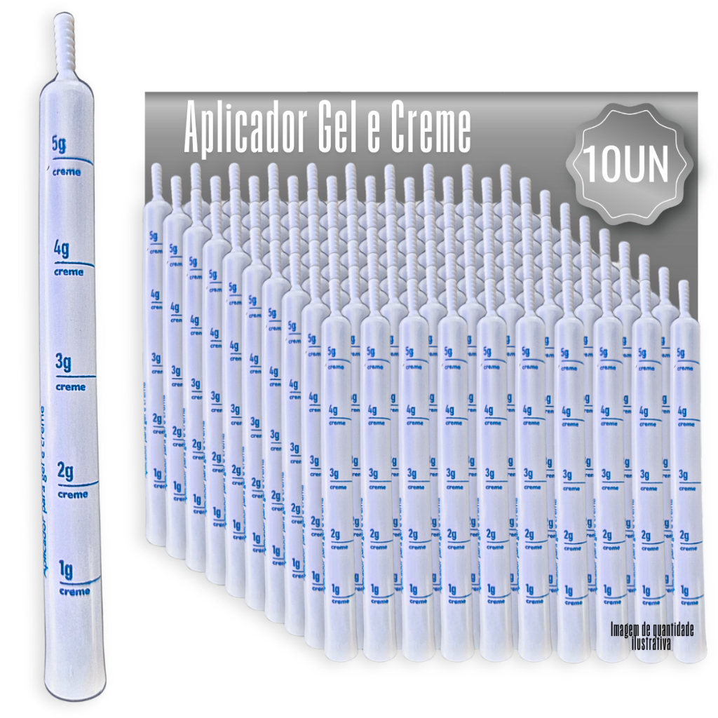 Aplicador Vaginal Para Creme Pomada Gel Descartável 5g Graduado M9 Ginecológico – 10 Unidades