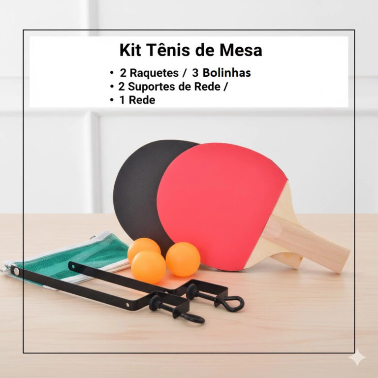 Kit Ping Pong com Rede 2 Raquetes + 3 Bolinhas +