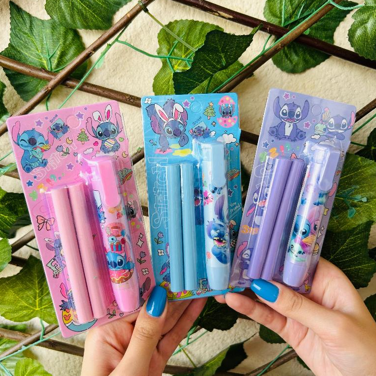 Kit com 3 Borrachas Refil Stitch Retrátil Papelar