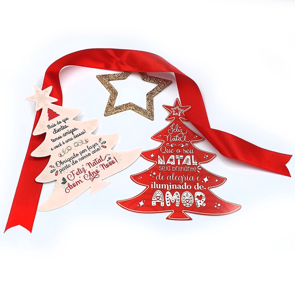 Cartão de agradecimento especial de Natal (formato de arovre) TAG de Natal Grande (13 x 11,5cm)