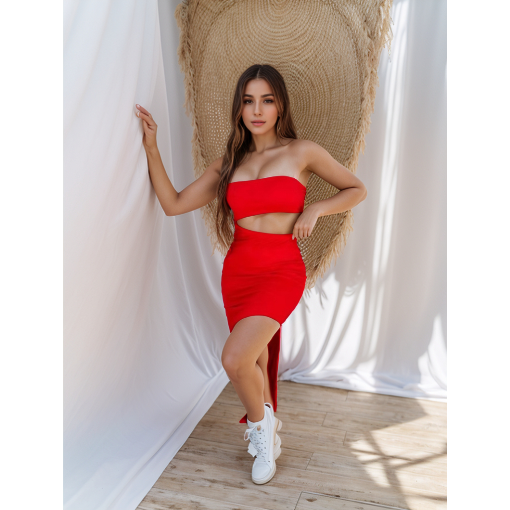 Vestido Tomara que Caia com Fenda