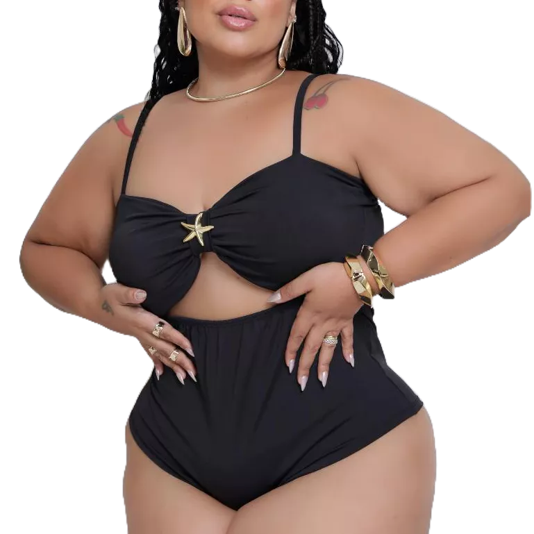 Maiô body com detalhe de estrela do mar plus size