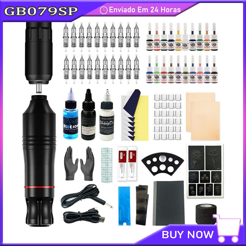 Kit Completo De Caneta De Tatuagem Profissional Sem Fio Profissional Poderosa