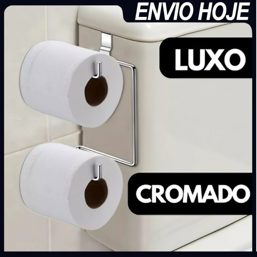 Suporte Papel Higiênico Duplo Para Caixa Acoplada Cromado