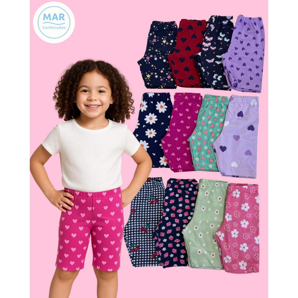 Kit 3 Bermudas Estampadas SORTIDAS – Conforto e Praticidade 1 AO 12 ALGODÃO