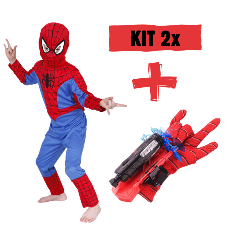 Fantasia Infantil Do Homem Aranha C/luva Lança Te