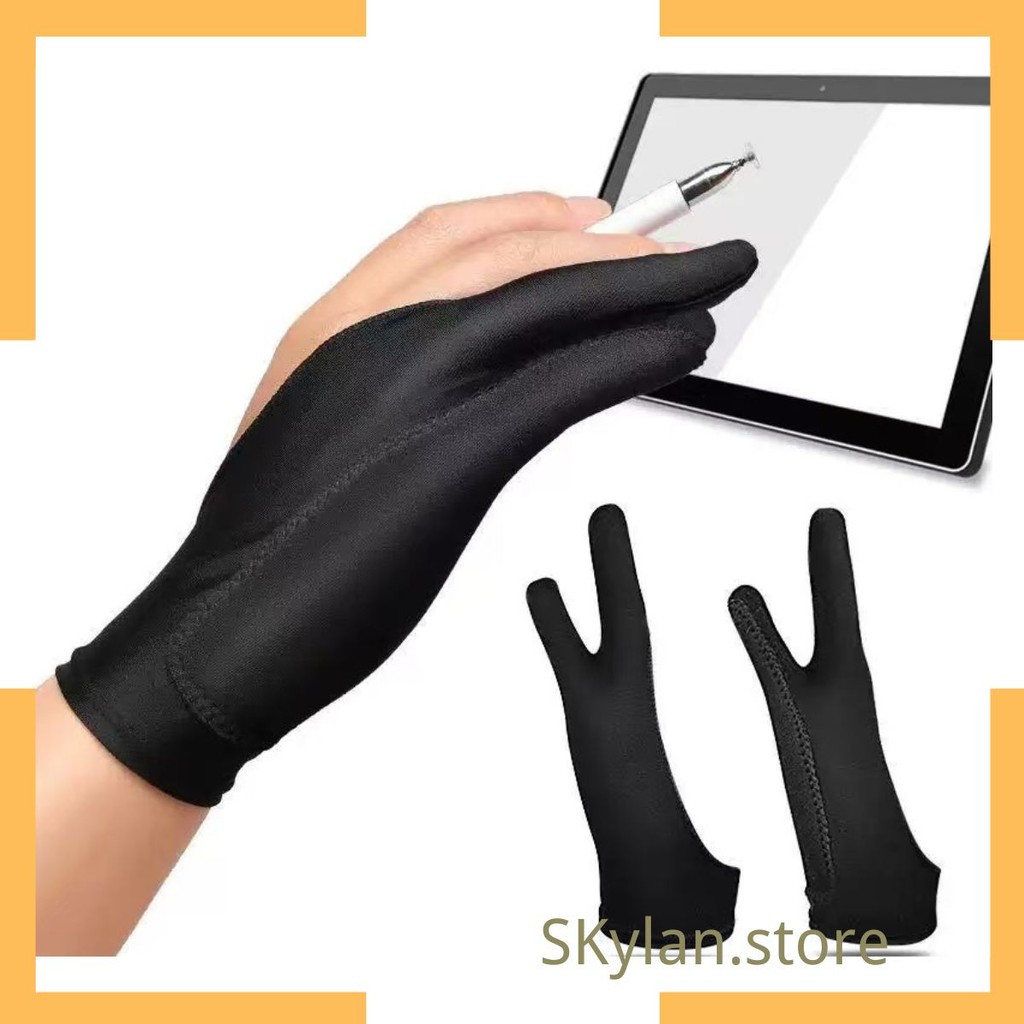 Luvas de desenho antiincrustantes de dois dedos, mesa elástica, placa digital, acessórios de desenho
